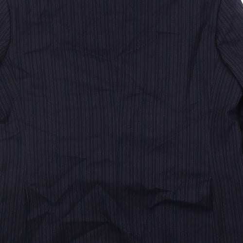 The Label Mens Blue Striped Wool Jacket Suit Jacket Size 44 Regular