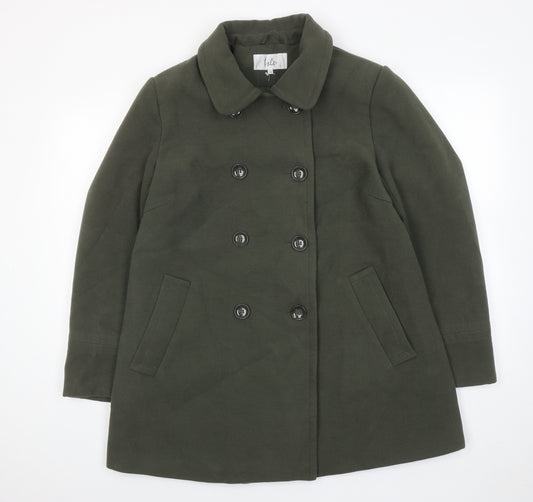 EWM Womens Green Pea Coat Coat Size 16 Button