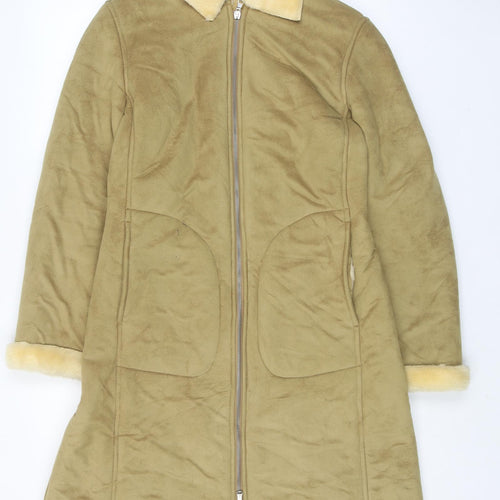 United Colors of Benetton Womens Green Overcoat Coat Size S Zip