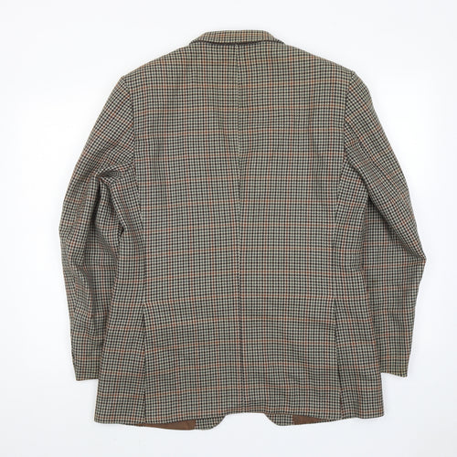 St.Michael Mens Brown Geometric Wool Jacket Blazer Size 40 Regular