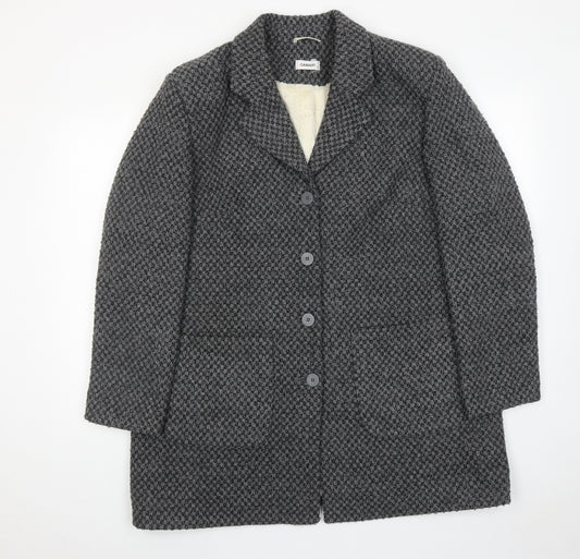 Damart Womens Grey Geometric Overcoat Coat Size 20 Button