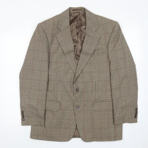 Mr Harry Mens Brown Geometric Polyester Jacket Blazer Size 40 Regular