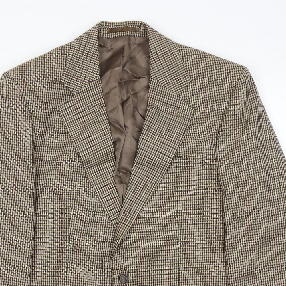 Mr Harry Mens Brown Geometric Polyester Jacket Blazer Size 40 Regular