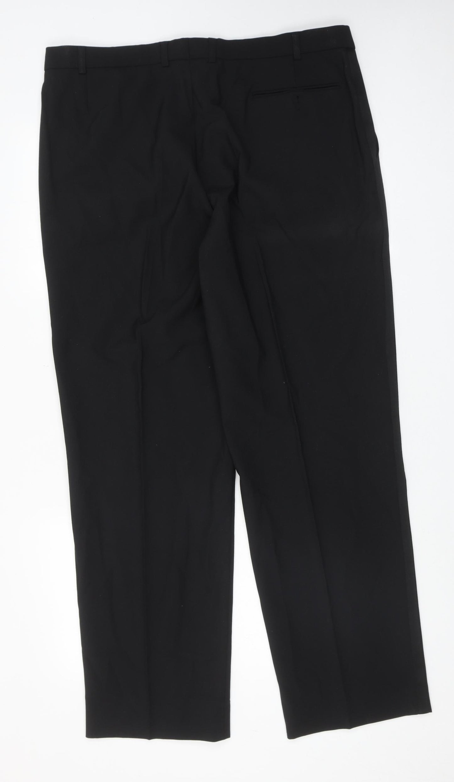 Marks and Spencer Mens Blue Wool Dress Pants Trousers Size 38 in L31 in Regular Hook & Eye
