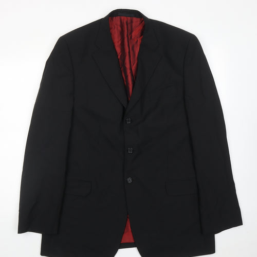 Kartell Mens Black Wool Jacket Suit Jacket Size 44 Regular