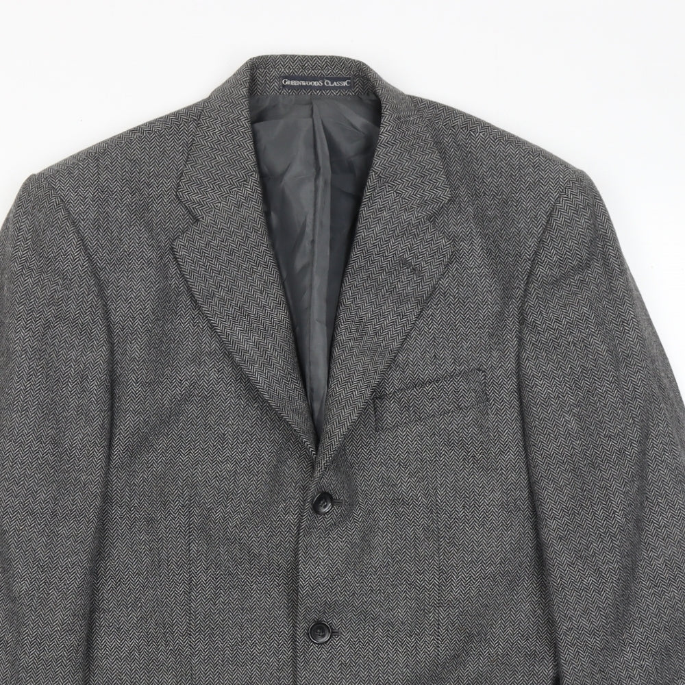Greenwoods Mens Grey Wool Jacket Suit Jacket Size 38 Regular
