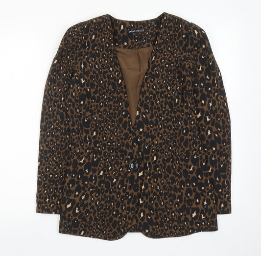 NEXT Womens Brown Animal Print Jacket Blazer Size 8 Button - Leopard Print