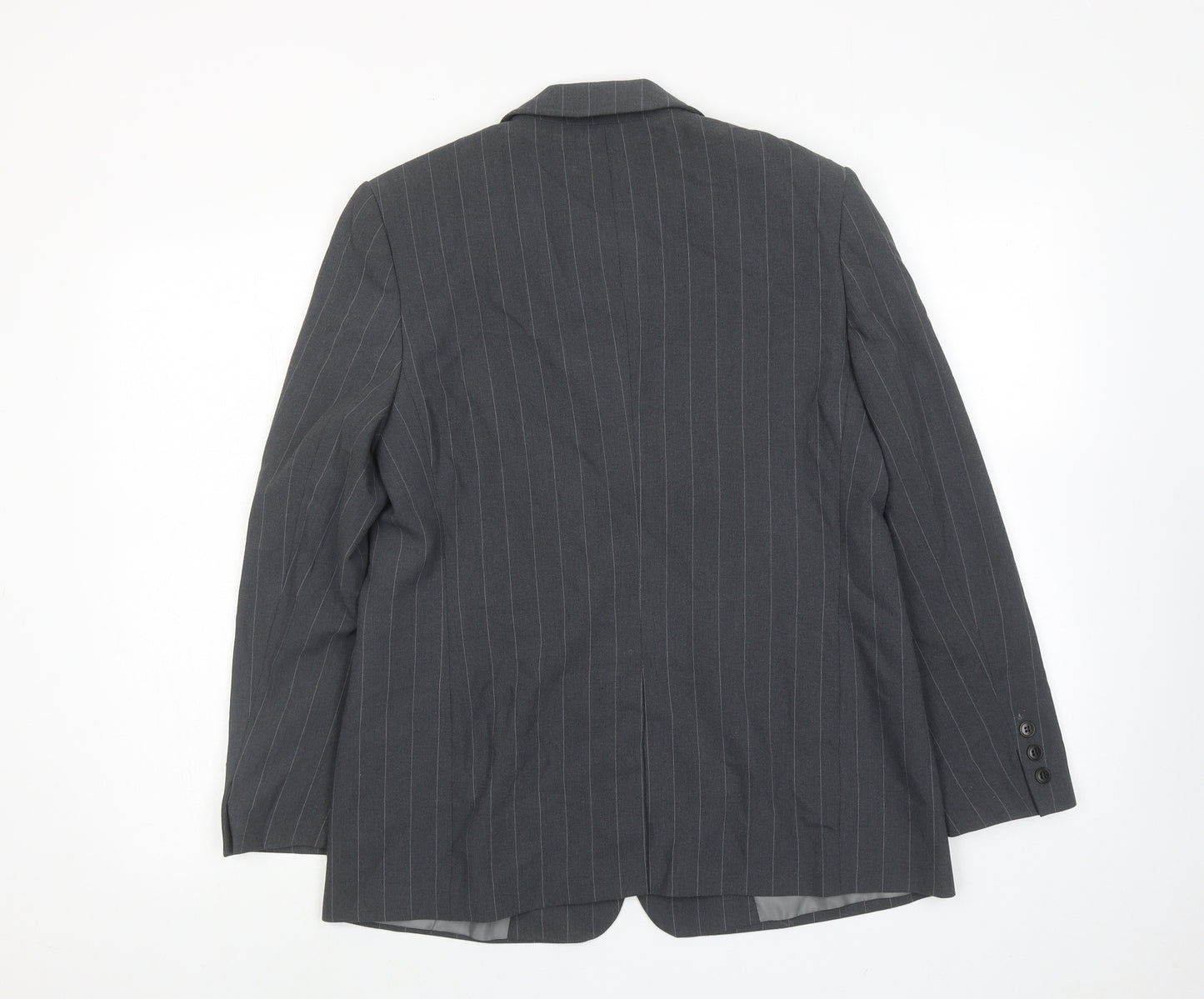 Marks and Spencer Womens Grey Pinstripe Polyester Jacket Suit Jacket Size 12