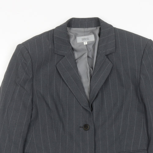 Marks and Spencer Womens Grey Pinstripe Polyester Jacket Suit Jacket Size 12