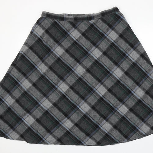 EWM Womens Grey Plaid Polyester Swing Skirt Size 22 Zip