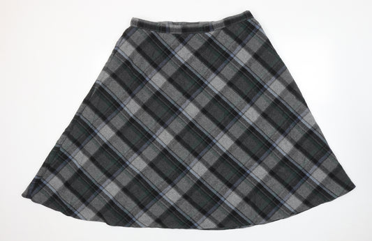 EWM Womens Grey Plaid Polyester Swing Skirt Size 22 Zip