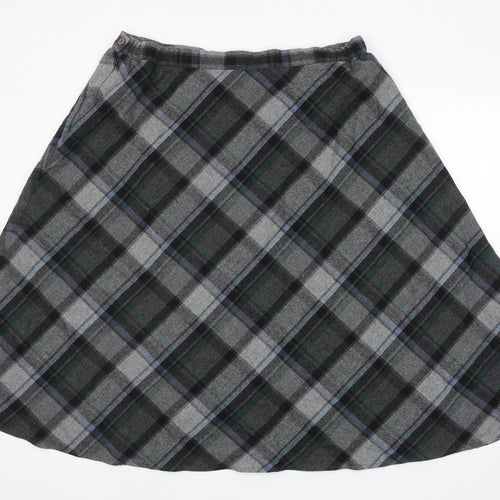 EWM Womens Grey Plaid Polyester Swing Skirt Size 22 Zip