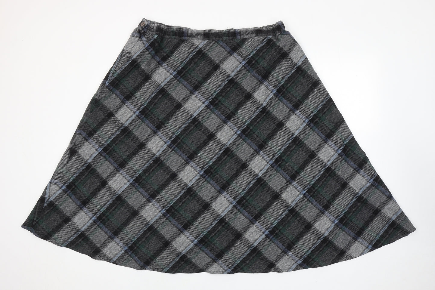 EWM Womens Grey Plaid Polyester Swing Skirt Size 22 Zip