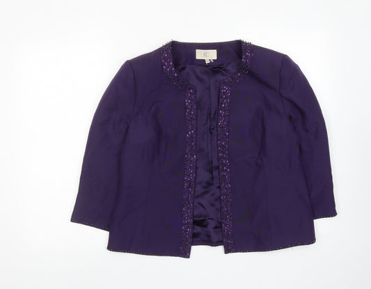 CC Womens Purple Jacket Blazer Size 14 Hook & Eye