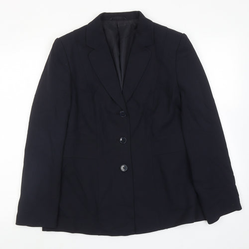 NEXT Womens Blue Polyester Jacket Suit Jacket Size 14