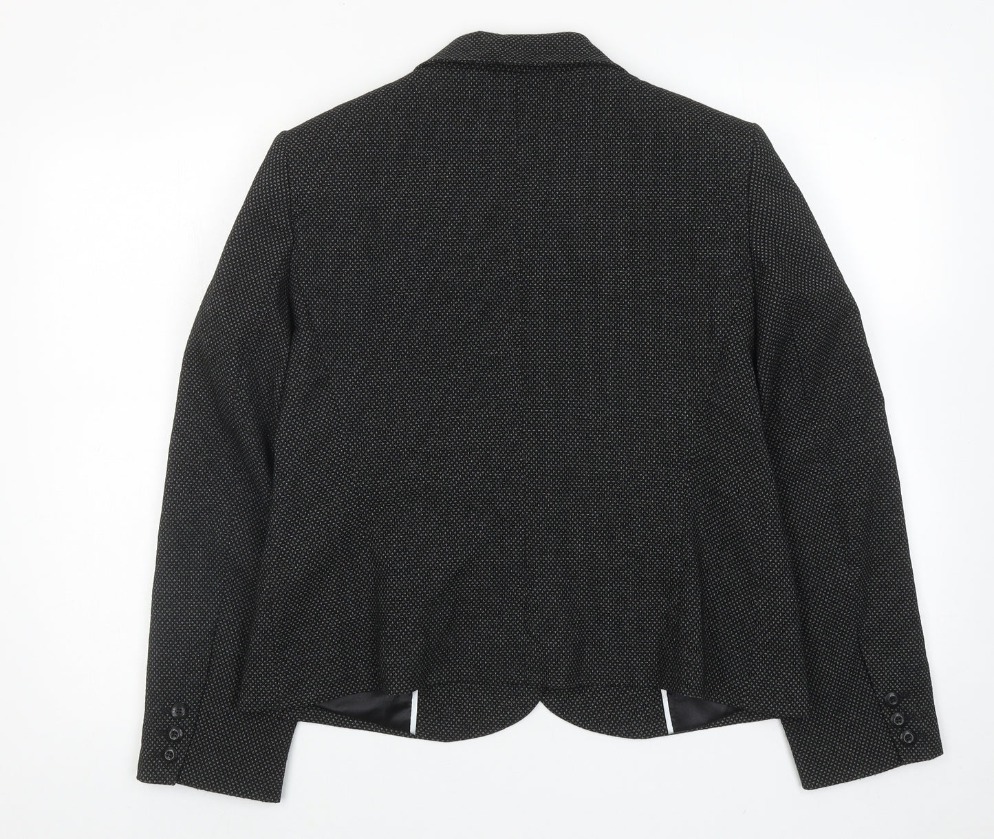 Klass Womens Black Geometric Jacket Blazer Size 16 Button