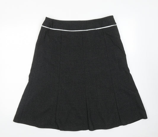 Klass Womens Black Geometric Polyester Swing Skirt Size 16 Zip