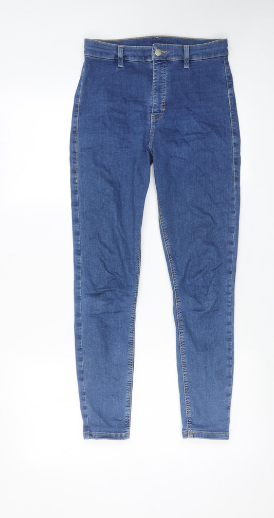 Topshop Womens Blue Cotton Skinny Jeans Size 28 in L30 in Regular Zip