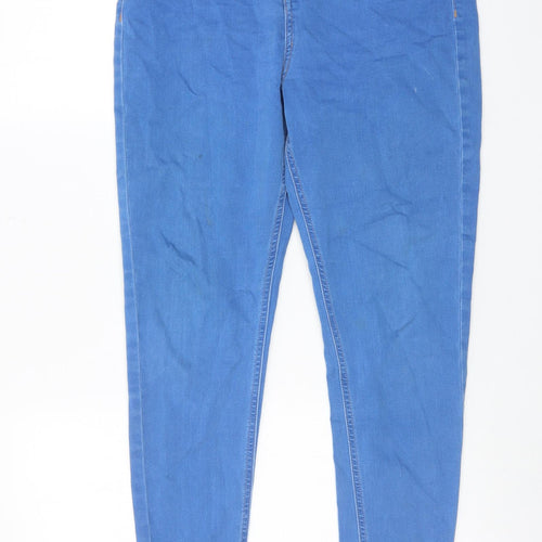 Marks and Spencer Womens Blue Cotton Skinny Jeans Size 14 Regular Zip