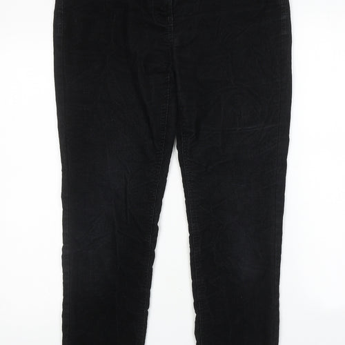 NEXT Womens Black Cotton Trousers Size 10 Regular Zip
