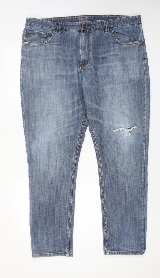 Penguin Mens Blue Cotton Straight Jeans Size 42 in L33 in Regular Zip