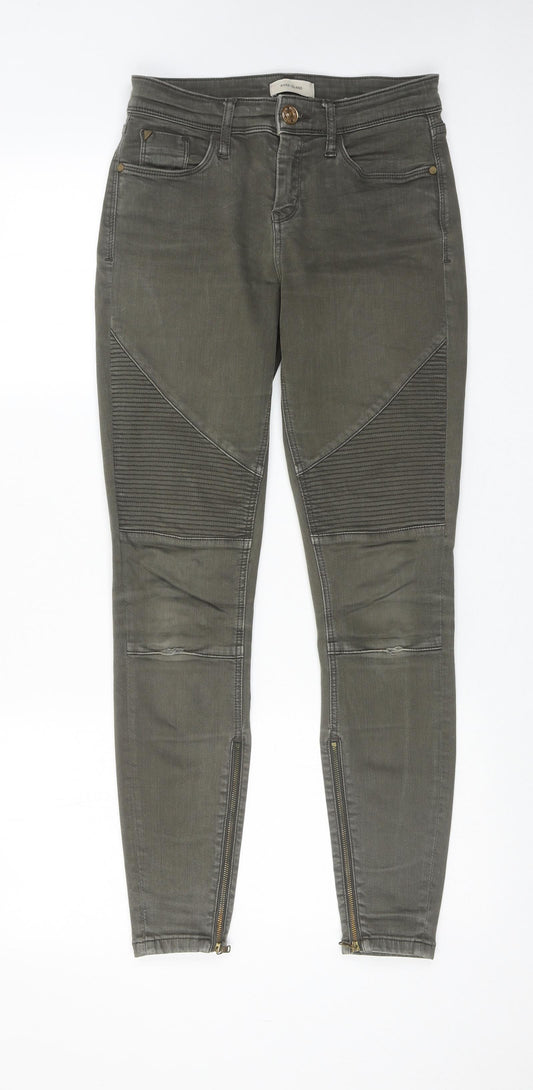 River Island Womens Green Cotton Skinny Jeans Size 8 Regular Zip