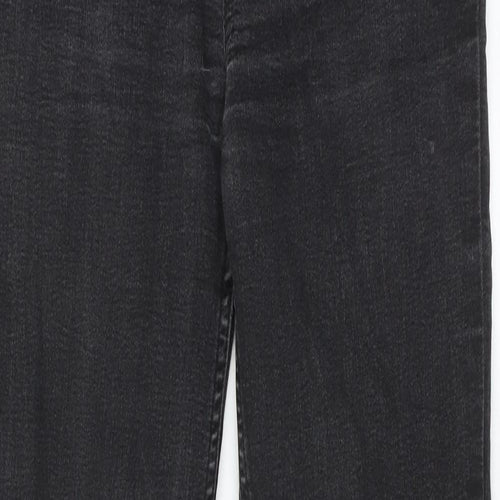 Marks and Spencer Womens Grey Cotton Straight Jeans Size 10 Regular Zip
