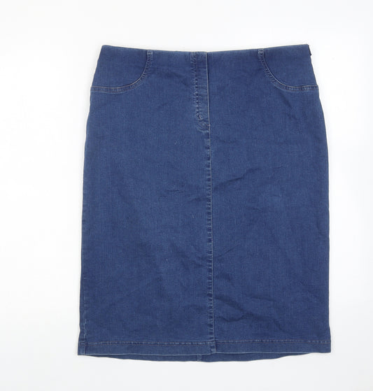 Robell Womens Blue Cotton A-Line Skirt Size 16