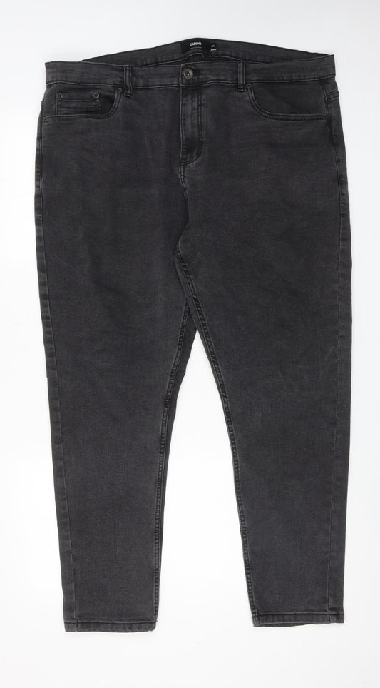 Jacamo Mens Grey Cotton Skinny Jeans Size 42 in Regular Zip - Short leg