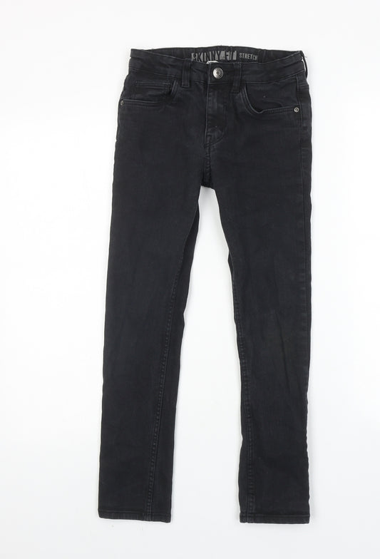 H&M Boys Black Cotton Skinny Jeans Size 9-10 Years Regular Zip