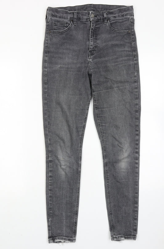 Topshop Womens Grey Cotton Skinny Jeans Size 30 L32 in Regular Zip