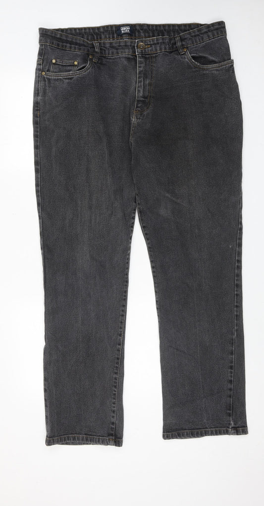Union Blues Mens Grey Cotton Straight Jeans Size 38 in Regular Zip