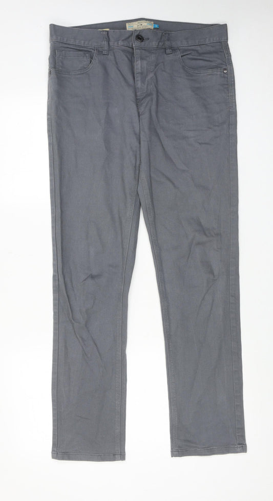 NEXT Mens Grey Cotton Straight Jeans Size 32 in Slim Zip