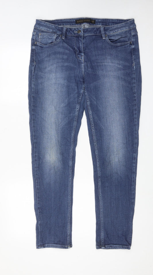 NEXT Womens Blue Cotton Skinny Jeans Size 14 Relaxed Zip