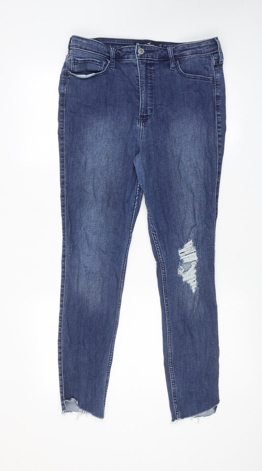 Hollister Womens Blue Cotton Skinny Jeans Size 32 in L28 in Regular Zip