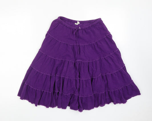 Mini Boden Girls Purple Cotton A-Line Skirt Size 11-12 Years Regular Drawstring - Tiered