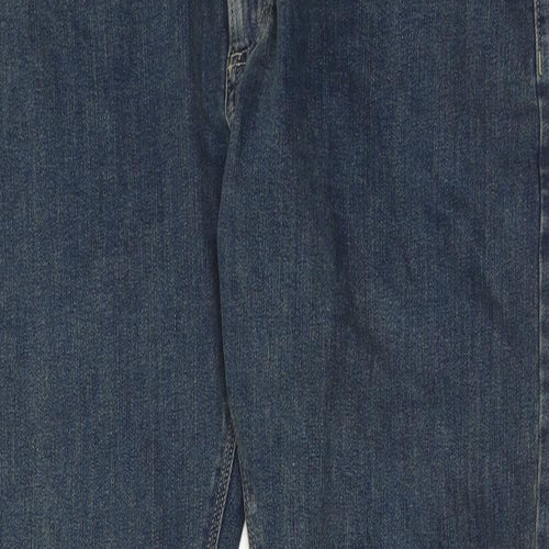 Marks and Spencer Mens Blue Cotton Straight Jeans Size 34 in L29 in Slim Zip