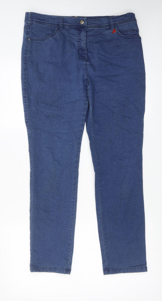 Toni Womens Blue Cotton Skinny Jeans Size 34 in Relaxed Zip