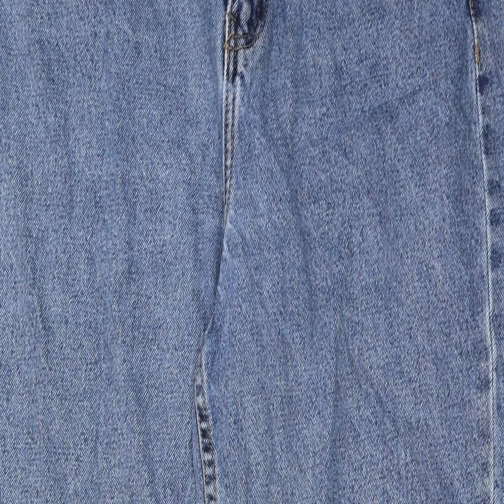 Denim & Co. Womens Blue Cotton Tapered Jeans Size 12 Regular Zip - Frayed Hem