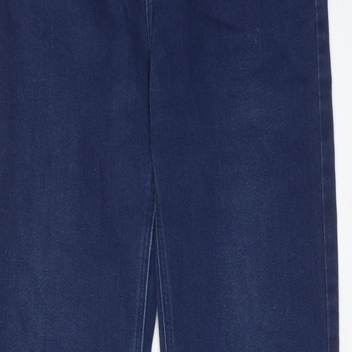 Marks and Spencer Womens Blue Cotton Straight Jeans Size 8 Regular Zip - Embellished Pockets