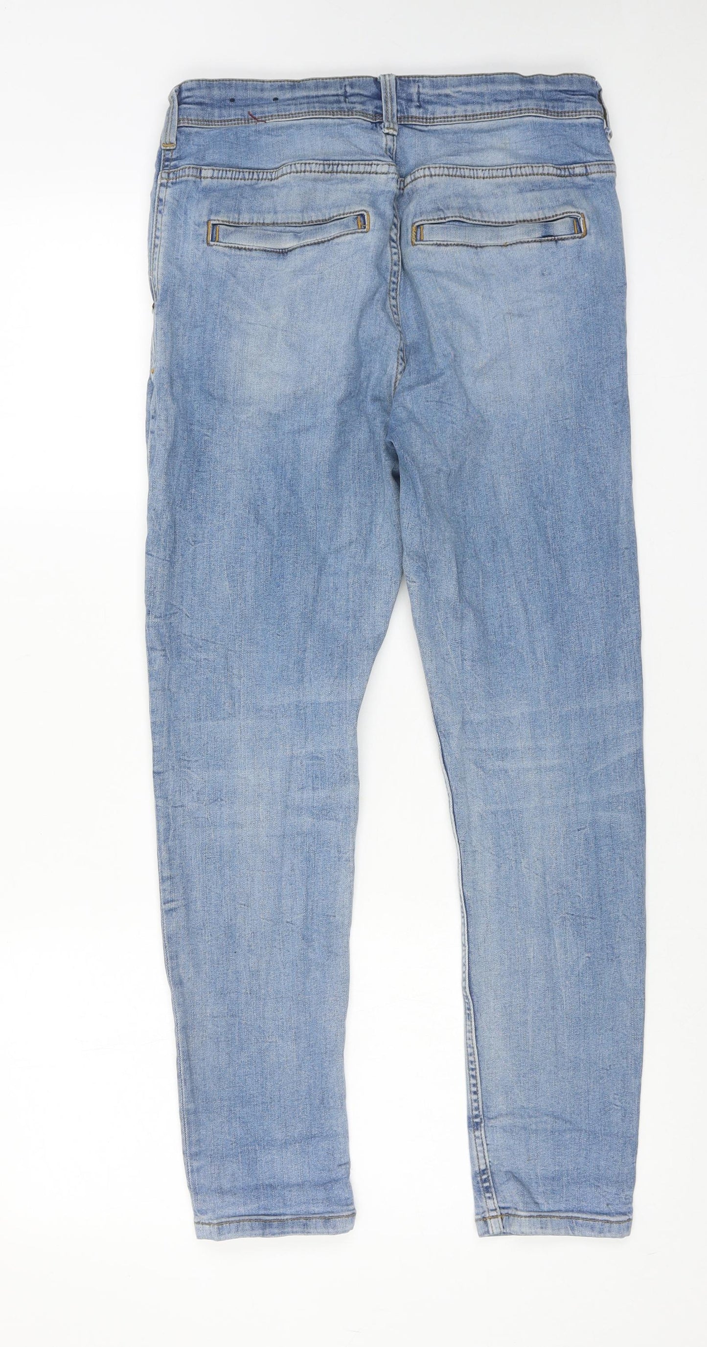 Zara Mens Blue Cotton Skinny Jeans Size 28 in Regular Zip