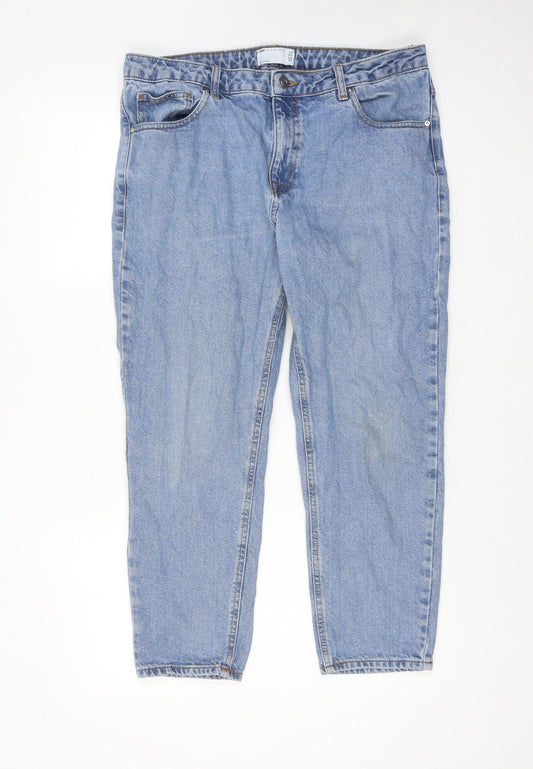 ASOS Womens Blue Cotton Tapered Jeans Size 34 in L30 in Regular Zip