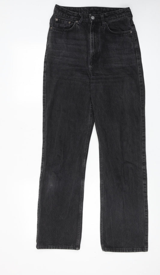 Weekday Womens Black Cotton Straight Jeans Size 25 in L30 in Regular Zip