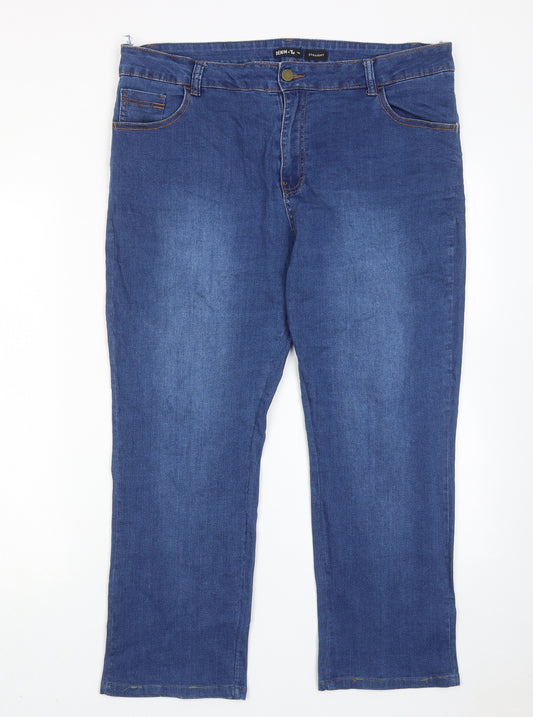TU Womens Blue Cotton Straight Jeans Size 16 Regular Zip