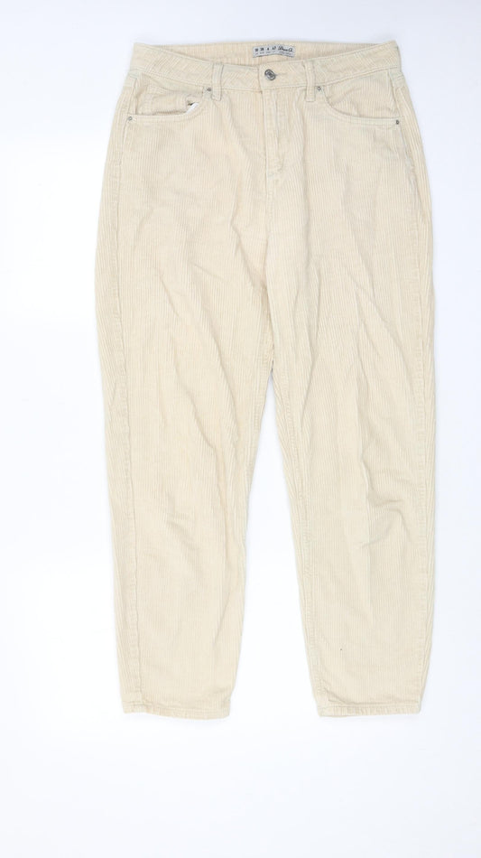 Denim & Co. Womens Beige Cotton Trousers Size 10 Regular Zip