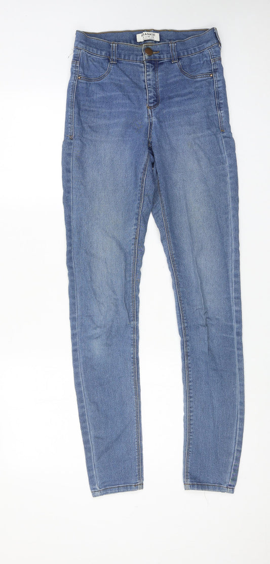 Dorothy Perkins Womens Blue Cotton Skinny Jeans Size 10 Regular Zip
