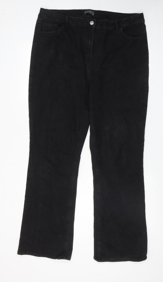Papaya Womens Black Cotton Bootcut Jeans Size 18 Regular Zip