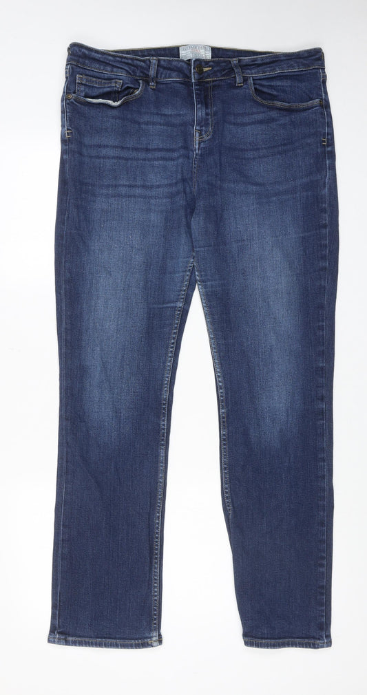 Fat Face Womens Blue Cotton Straight Jeans Size 16 Regular Zip