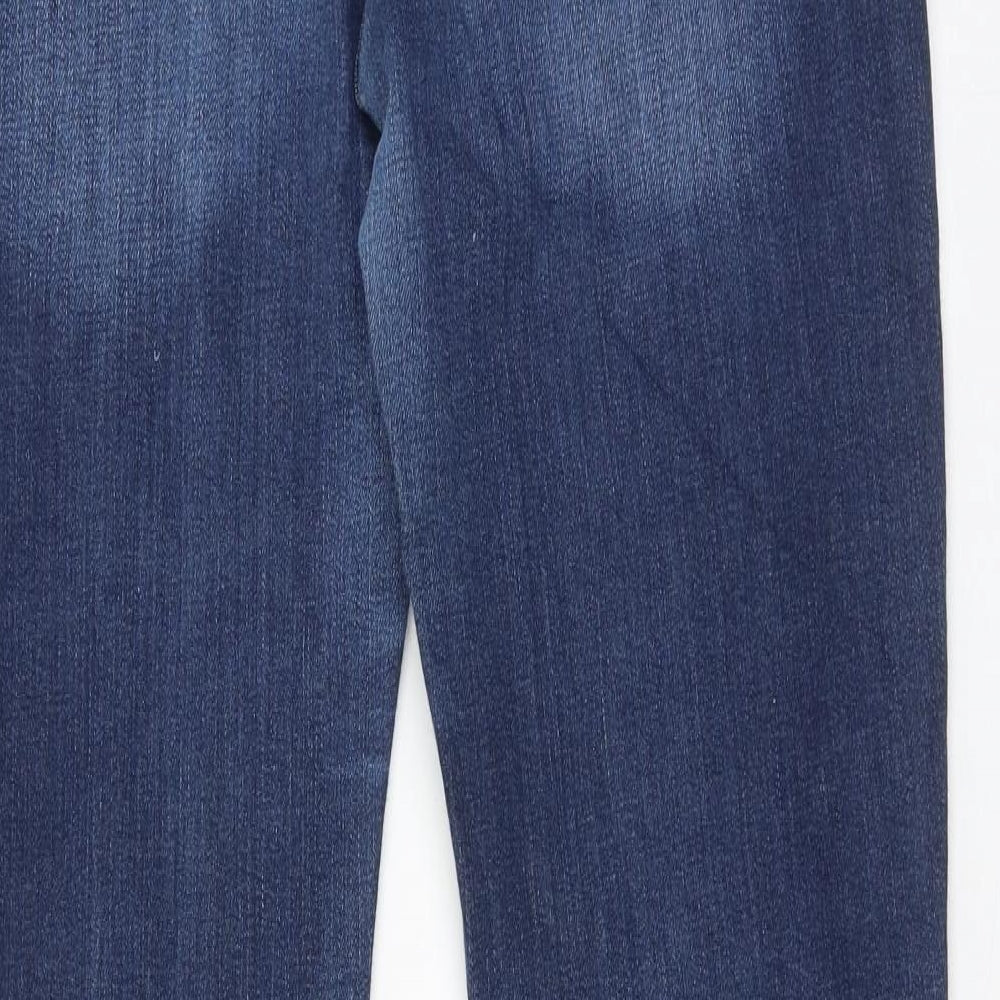Fat Face Womens Blue Cotton Straight Jeans Size 16 Regular Zip