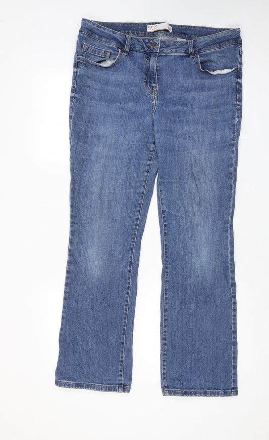 NEXT Womens Blue Cotton Bootcut Jeans Size 16 Regular Zip